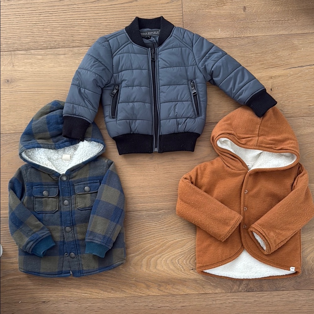 Gray Bomber Jacket and Hooded Coat Lot Fit about 12-18 months
